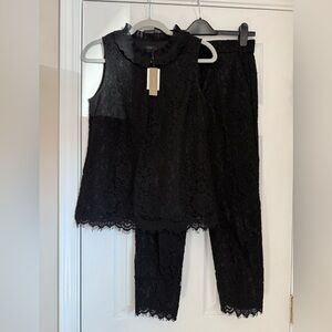 Elegant Black Lace Set by J.Crew in XS